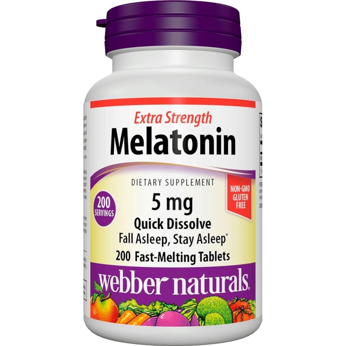 Webber Naturals Extra Strength Melatonin 5 Mg Sleep Aid for Adults 200 Tablets - Suppviv