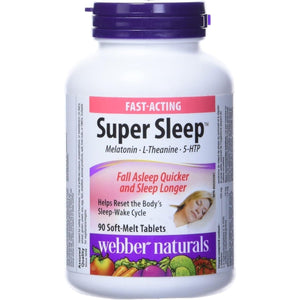 Webber Naturals Super Sleep Melatonin plus L - Theanine & 5 - HTP, 90 Soft - Melt Tablets - Suppviv