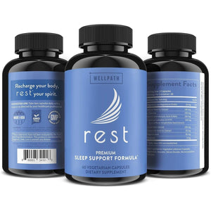 Wellpath Rest Valerian Root Sleep Aid for Adults with Melatonin & L - Theanine 60 Ct - Suppviv
