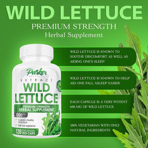 Wild Lettuce Capsules, 1200Mg Herbal Sleep Supplement 120 Capsules - Suppviv