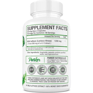 Wild Lettuce Capsules, 1200Mg Herbal Sleep Supplement 120 Capsules - Suppviv