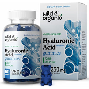 Wild & Organic Hyaluronic Acid Gummies 250Mg - Hair & Skin & Nails Supplement - 60 Vegan Chewables - Suppviv