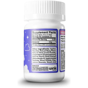 Wink Well Kids Melatonin Chewable Melts - Baby Sleep Aid Chews with Melatonin 1Mg 30 Melts - Suppviv