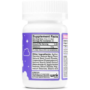 Wink Well Kids Melatonin Chewable Melts - Baby Sleep Aid Chews with Melatonin 1Mg 30 Melts - Suppviv