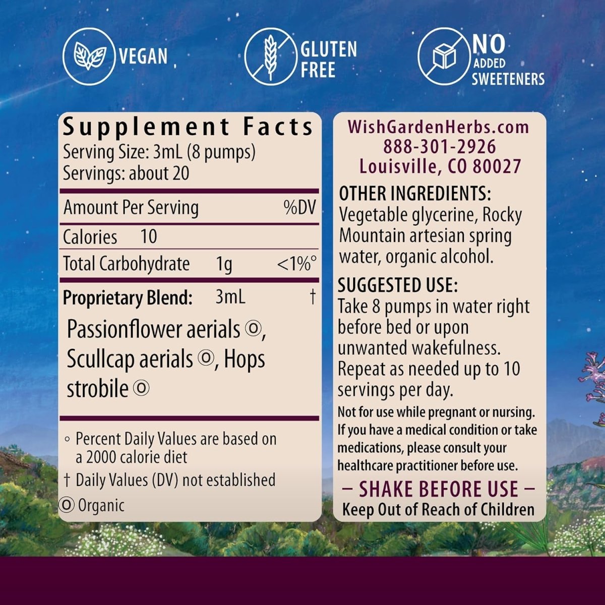 Wishgarden Herbs Sleepy Nights & Fresh Mornings - All - Natural Herbal Sleep Aid Tincture 4Oz - Suppviv