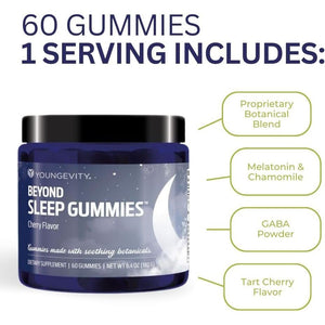 Youngevity beyond Sleep Gummies – Supports Restful Sleep and Relaxation 60 Vegan - Suppviv