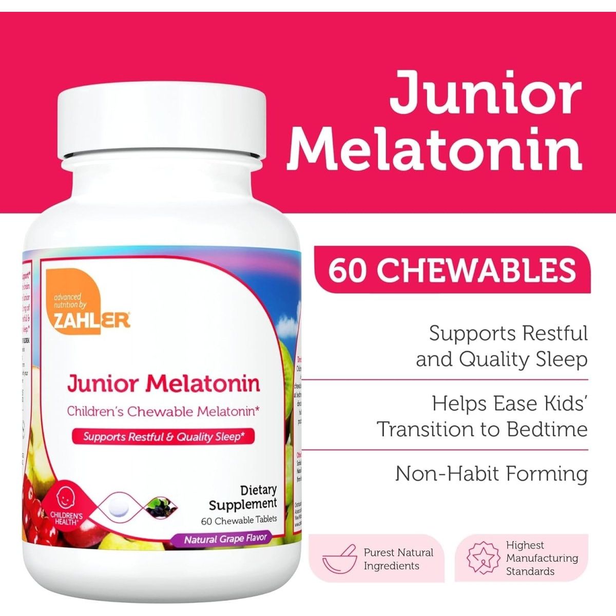 Zahler 1MG Children'S Melatonin for Kids - Sleep Support and Quality Rest for Ages 4+ - Suppviv