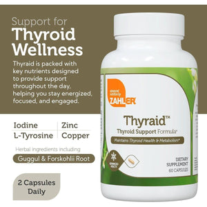 Zahler Thyraid - Thyroid Support Complex with Iodine, Zinc, Ashwagandha (60 Capsules).