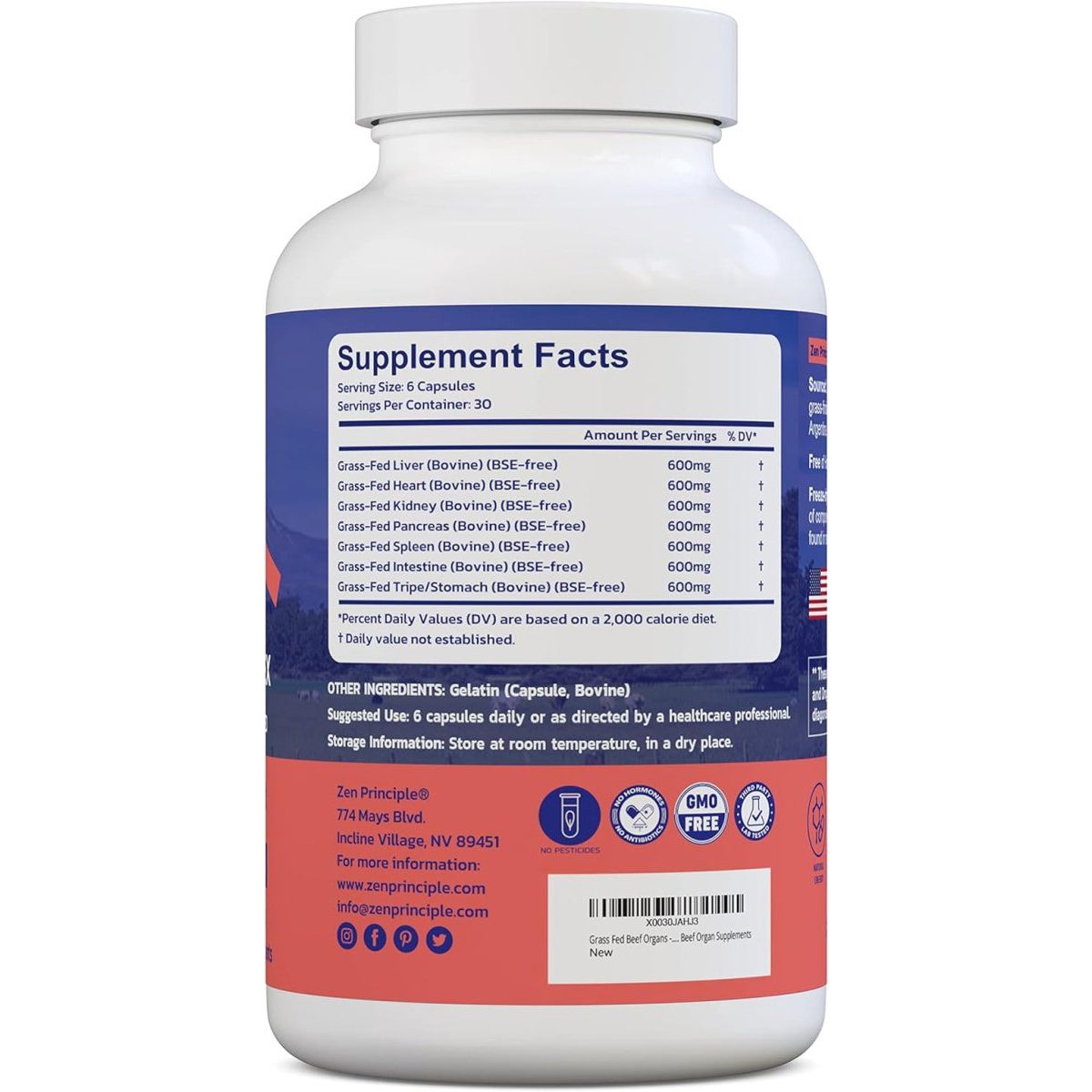 Zen Principle Grass Fed Beef Organs - Beef Organ Supplements - Suppviv
