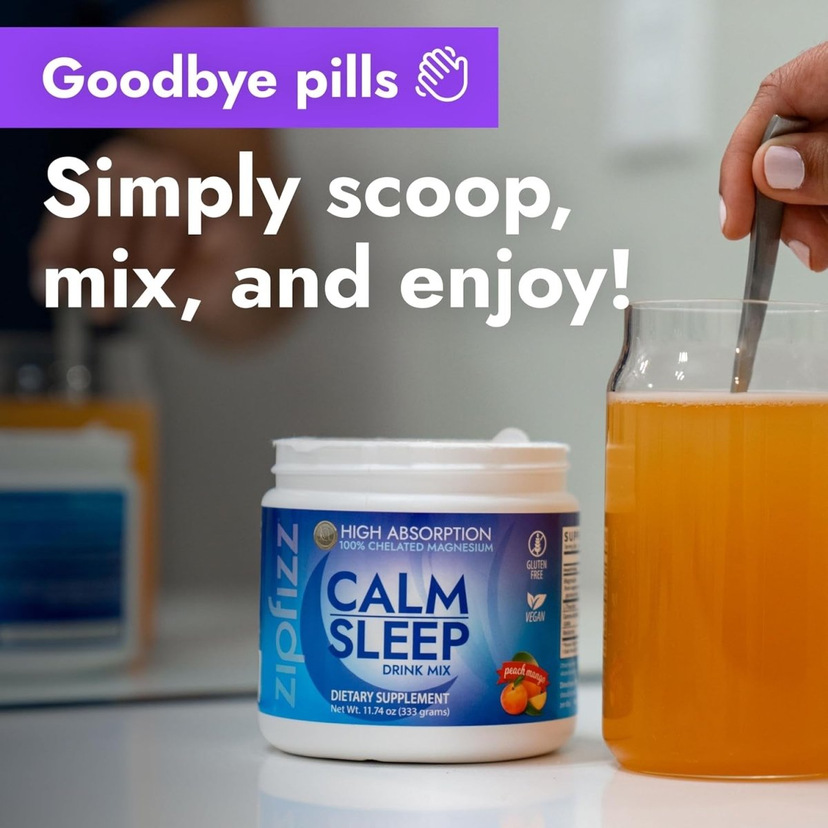 Zipfizz Nightly Calm & Sleep Supplement Powder - Peach Mango 12.3 Oz - Suppviv