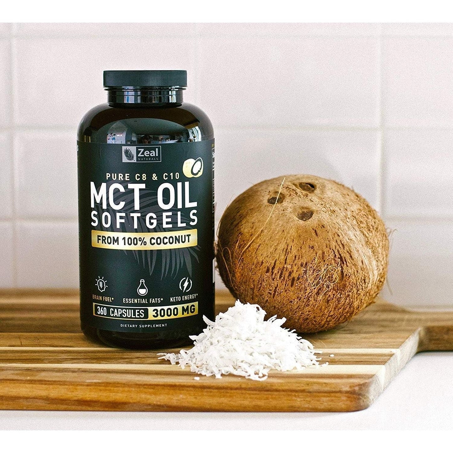 Pure MCT Oil Capsules (360 Softgels | 3000Mg) 4 Month Supply Keto Pills W Unrefined Coconut - C10 & C8 Brain Fuel, Energy, Octane Ketosis