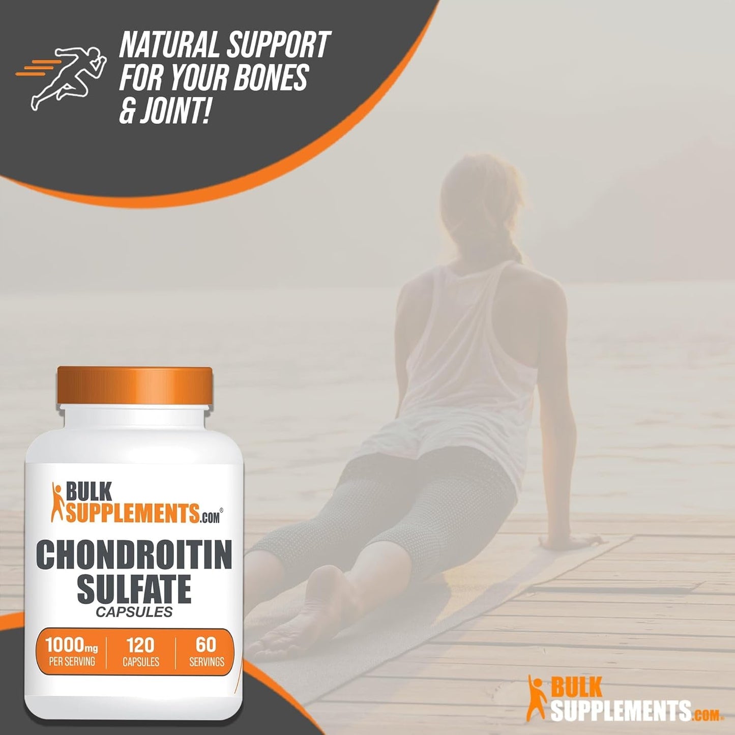 Bulksupplements.Com Chondroitin Sulfate Capsules - Bone & Joint Supplement, 120 Capsules/60 Servings