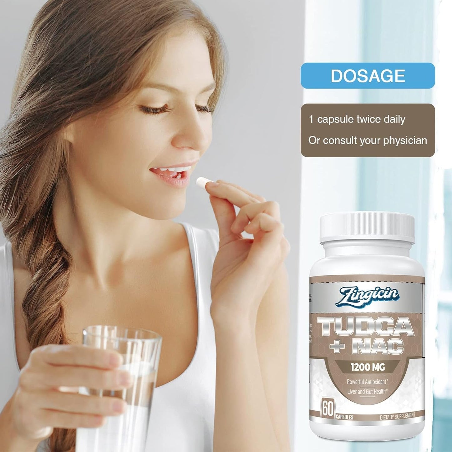 TUDCA with NAC Supplement 1200Mg - Antioxidant Supplements for Liver,Digestion 60 Capsules