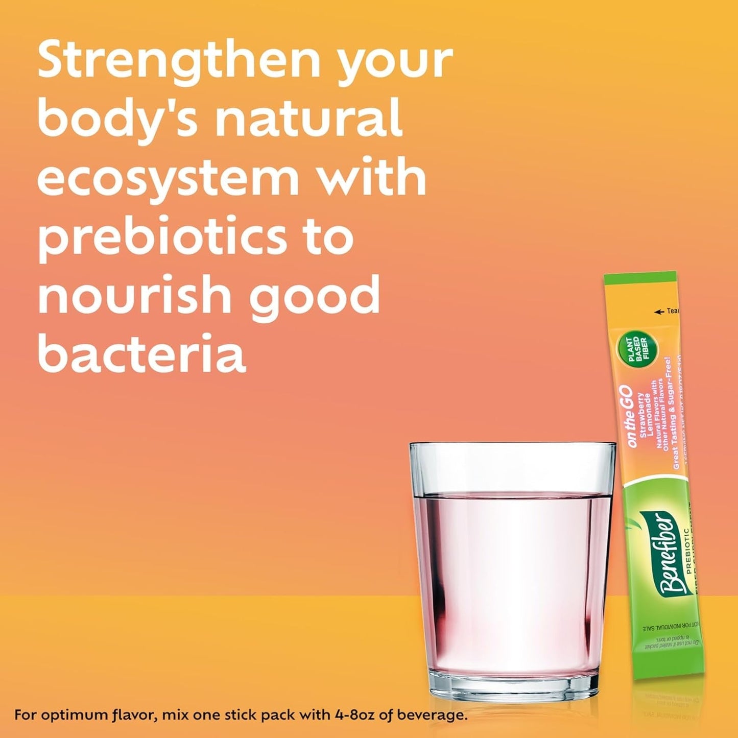 Benefiber Fiber Supplement, Strawberry Lemonade, on the Go Stick Packs, 36 Count