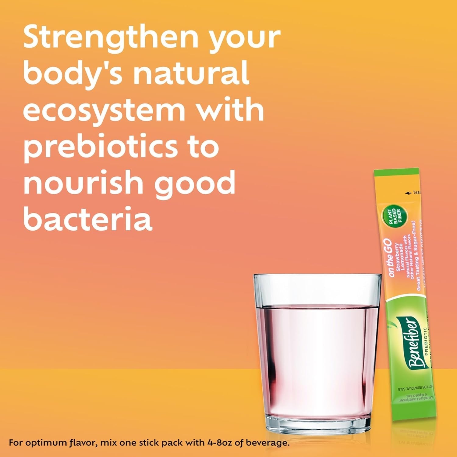 Benefiber Fiber Supplement, Strawberry Lemonade, on the Go Stick Packs, 36 Count