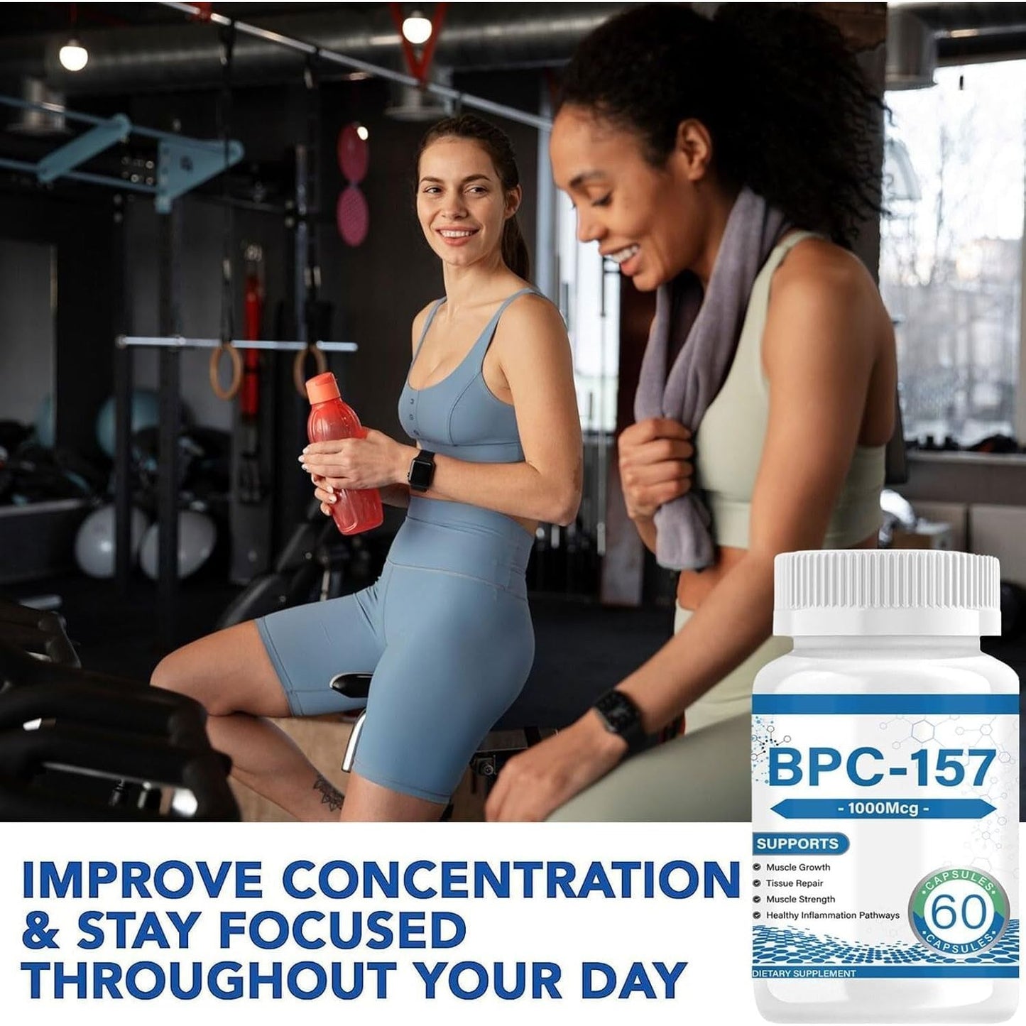 BPC-157 for Muscle & Workout Recovery for Faster Recovery, Non-Gmo Protective Compound,1000Mcg (60 Count)