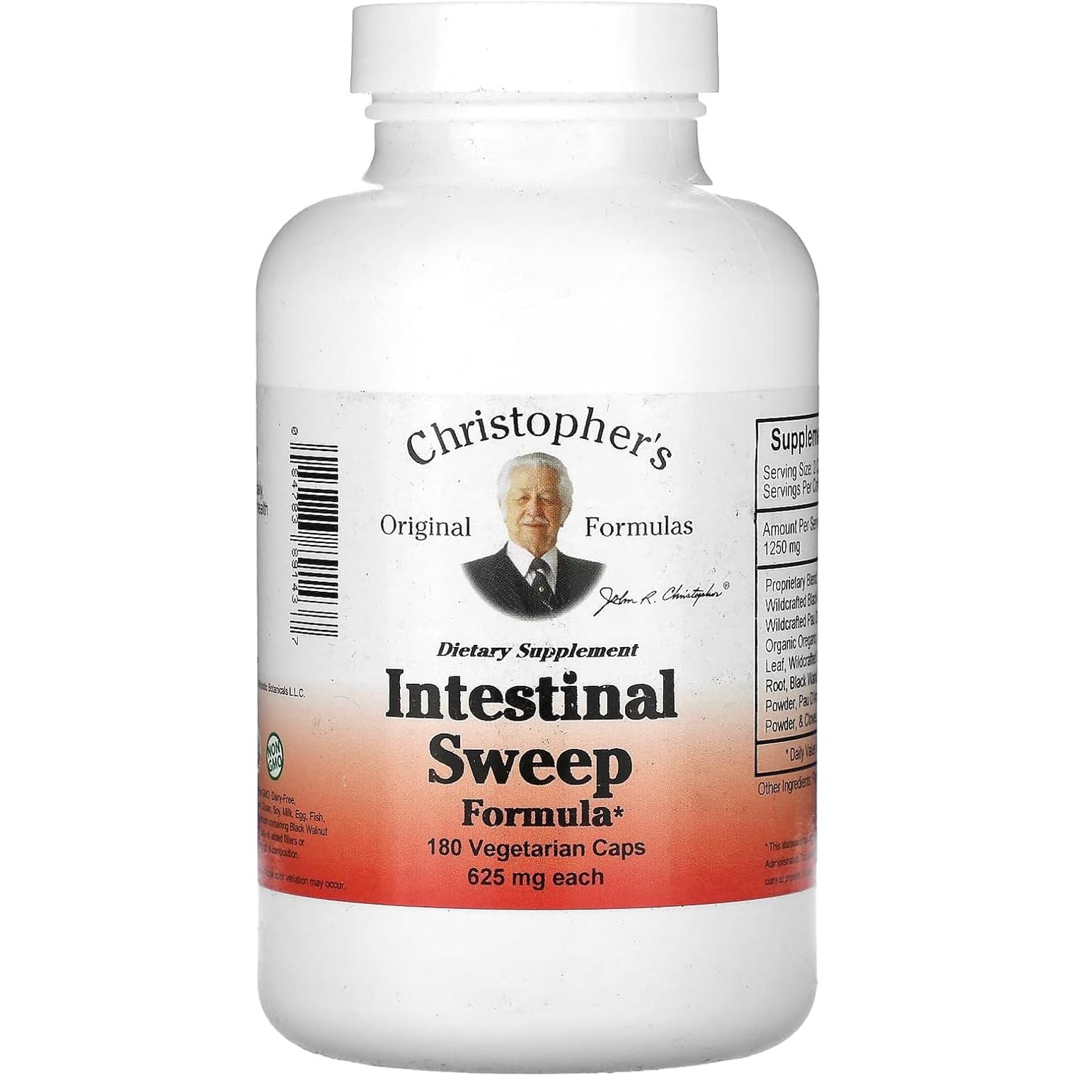 Christopher'S Original Formulas Intestinal Sweep -- 625 Mg - 180 Vegetarian C.