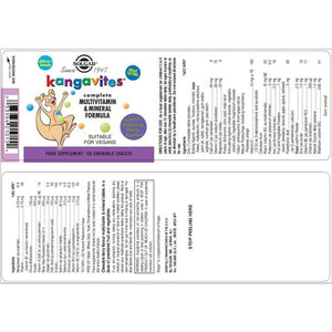 Solgar Kangavites, Bouncin’ Berry Flavor - Complete Multivitamin & Mineral Formula for Children 120 Tablets
