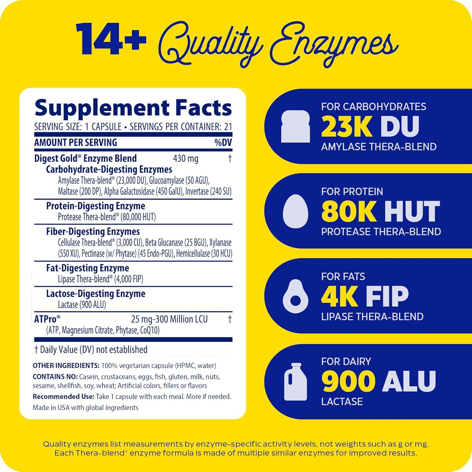 Enzymedica Digest Gold + Atpro, Maximum Strength Enzyme Formula, Prevents Bloating and Gas, 21 Capsules