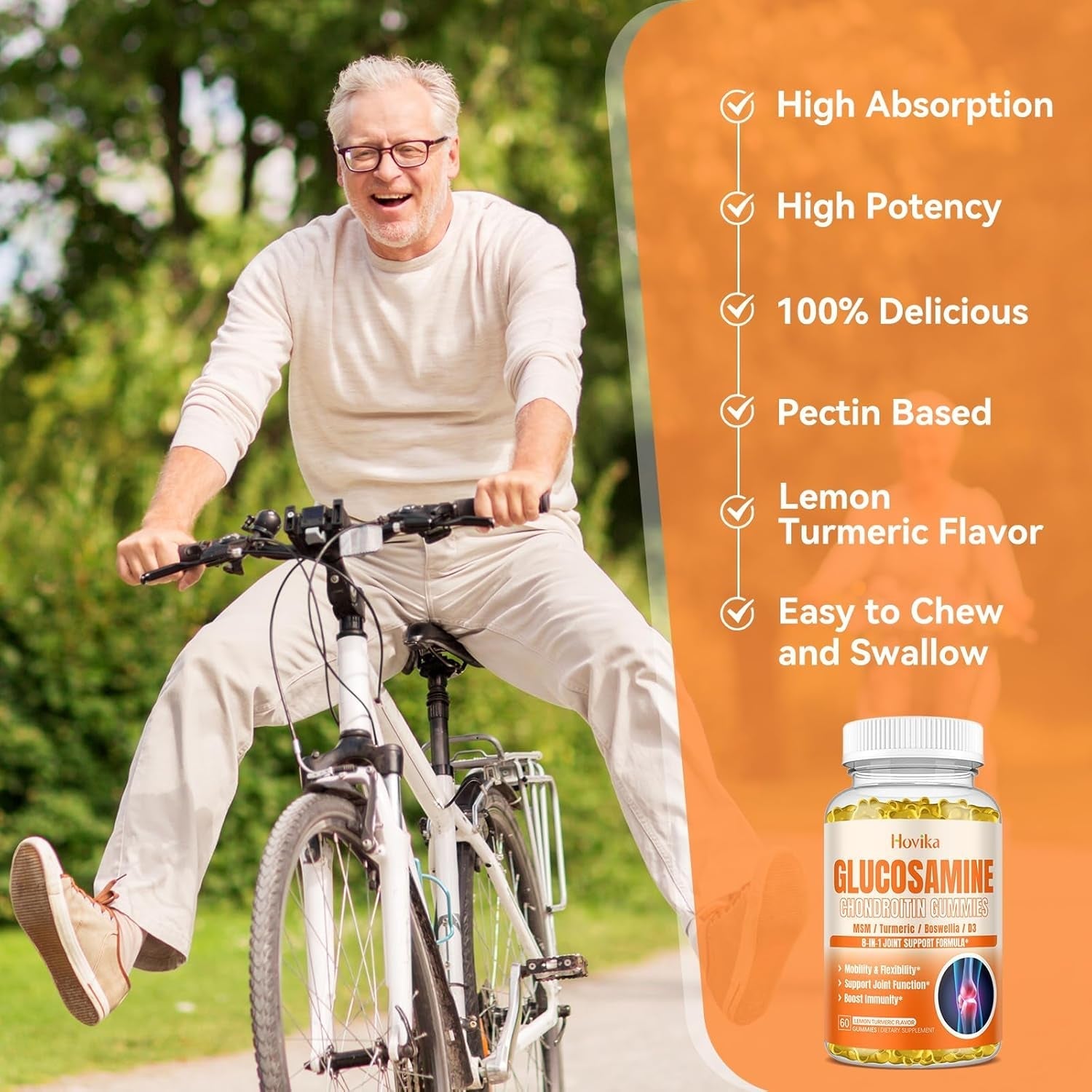 Glucosamine Chondroitin MSM Gummies 1500Mg - Joint Support Supplement , 60 Gummies