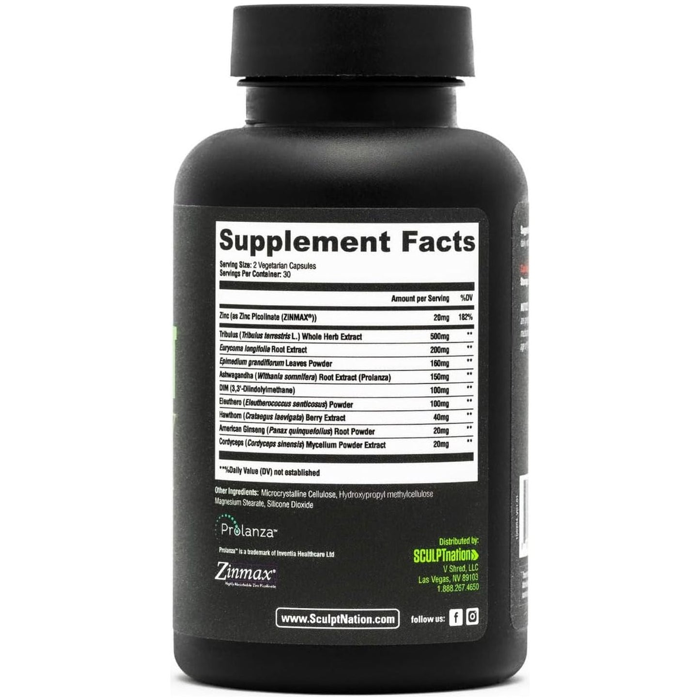 Sculpt Nation by V Shred Test Boost Max - Testosterone Supplement for Men - Tribulus Terrestris 60 Capsules