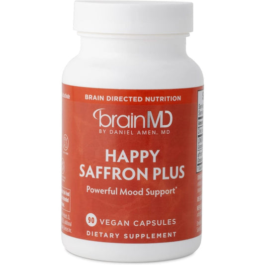 Dr Amen Brainmd Happy Saffron plus - with Saffron Flower Extract, Curcumin & Zinc 90 Capsules