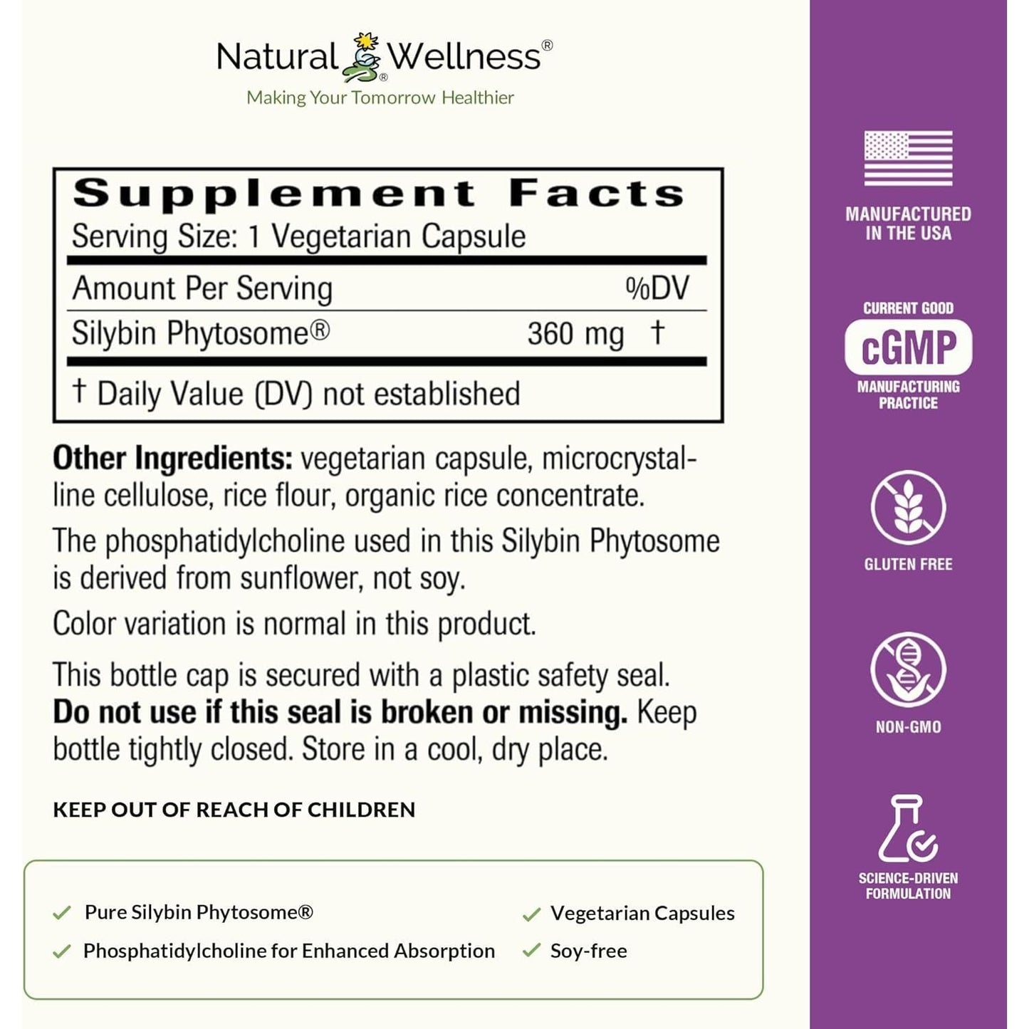 Natural Wellness Ultrathistle® Advanced Milk Thistle Liver Support - Herbal Liver Cleanse & Detox Supplement, 30-Day Supply