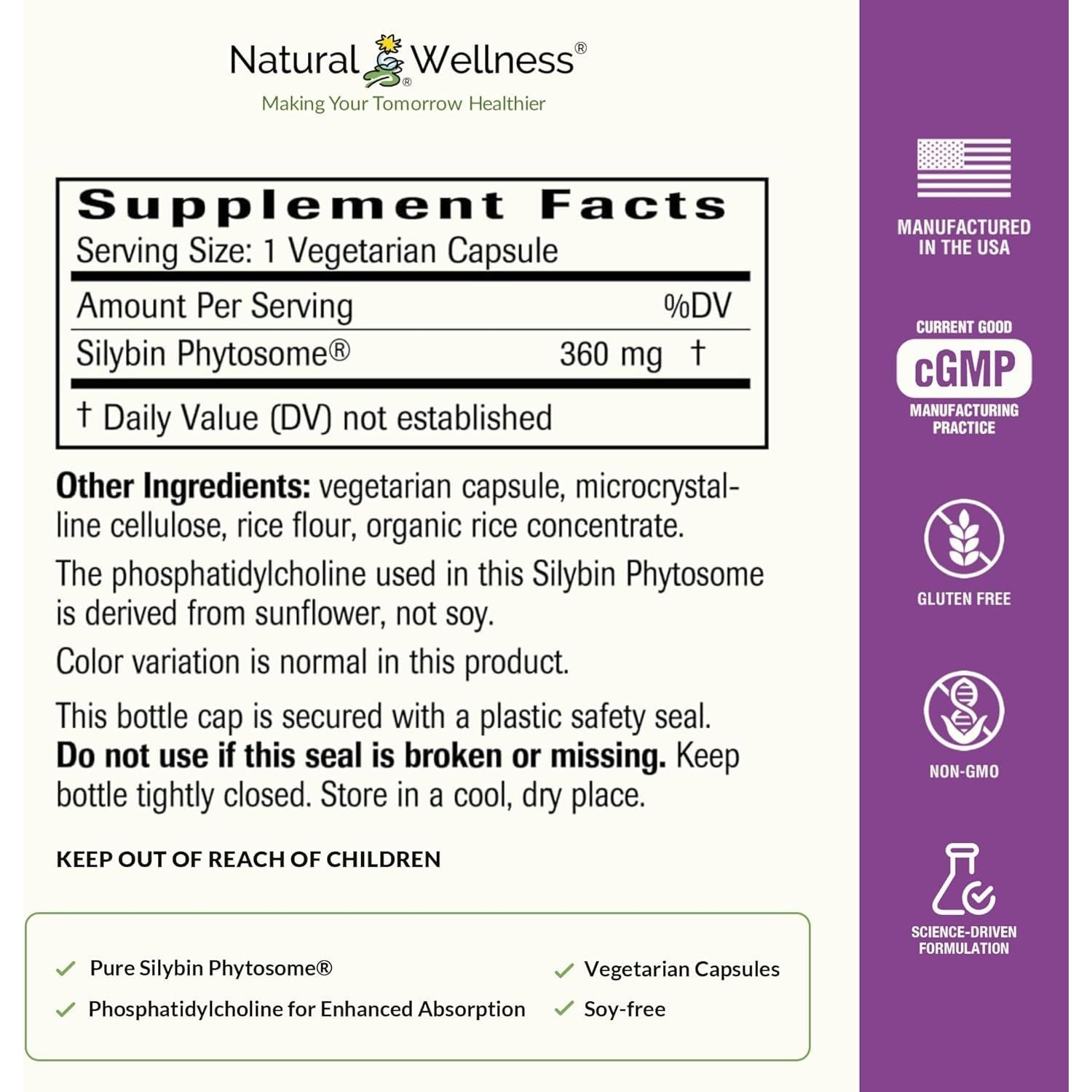 Natural Wellness Ultrathistle® Advanced Milk Thistle Liver Support - Herbal Liver Cleanse & Detox Supplement, 30-Day Supply