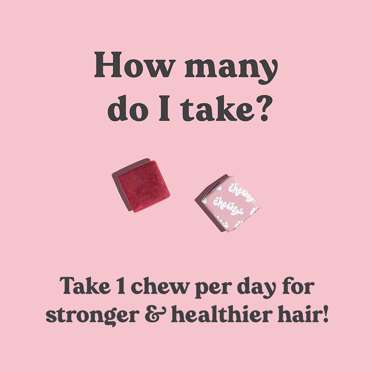 Chewsy - Support for Stronger, Healthy Hair - with Biotin, Horsetail Extract, Goji Berry & Vitamins - Sweet Raspberry, 30-Day Supply