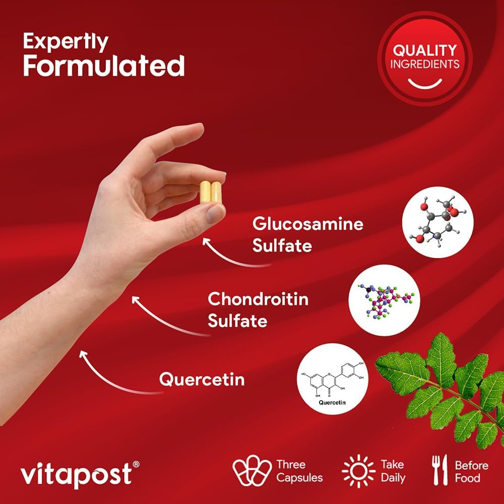 Projoint plus Joint Support Supplement with Glucosamine Sulfate, Chondroitin, MSM, Turmeric, Boswellia & Bromelain - 180 Capsules