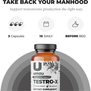 UMZU Testro-X Testosterone Supplement for Men | Support Energy, Strength, Stamina & Healthy T Levels (30 Day Supply)