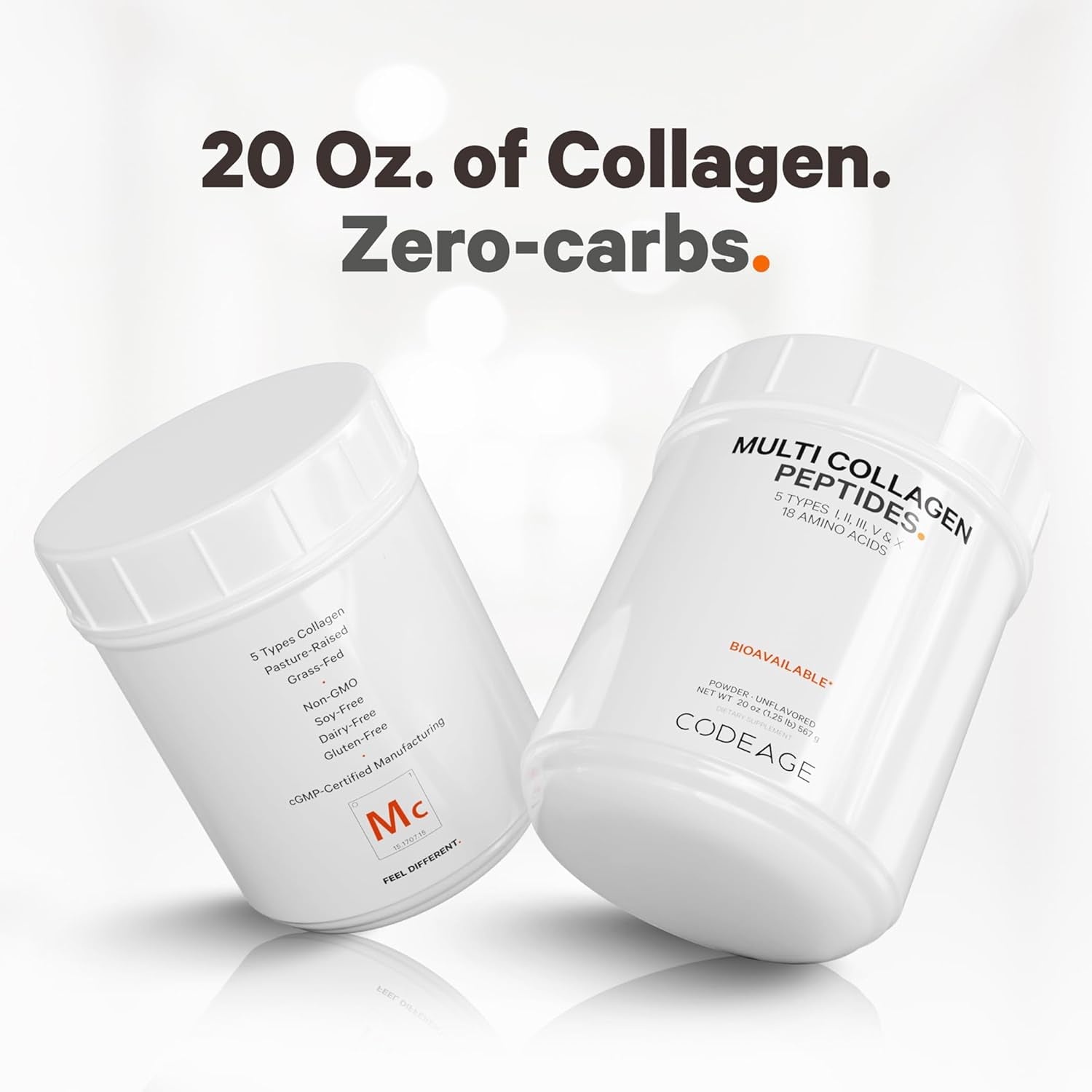 Codeage Multi Collagen Protein Powder Peptides, 2-Month Supply, Hydrolyzed, Type I, II, III, V, X - 20 Ounces