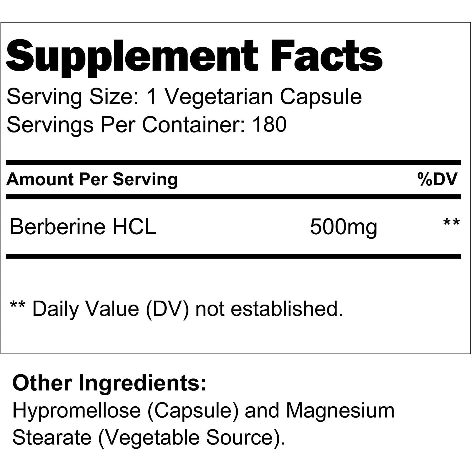 Berberine Supplement 500Mg HCL Extract,180 Capsules, Made in USA