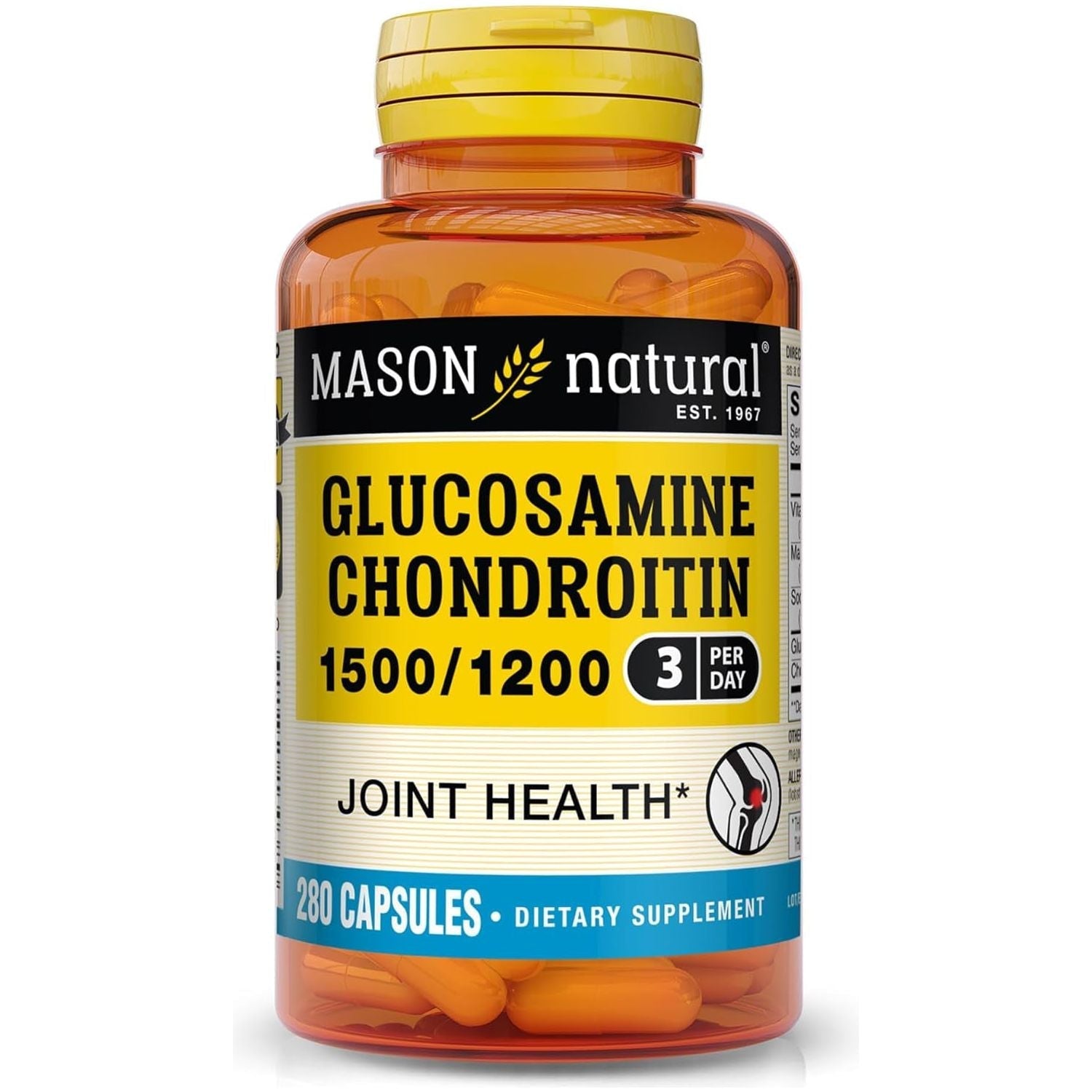 MASON NATURAL Glucosamine Chondroitin 1500/1200  with Vitamin C - 280 Capsules