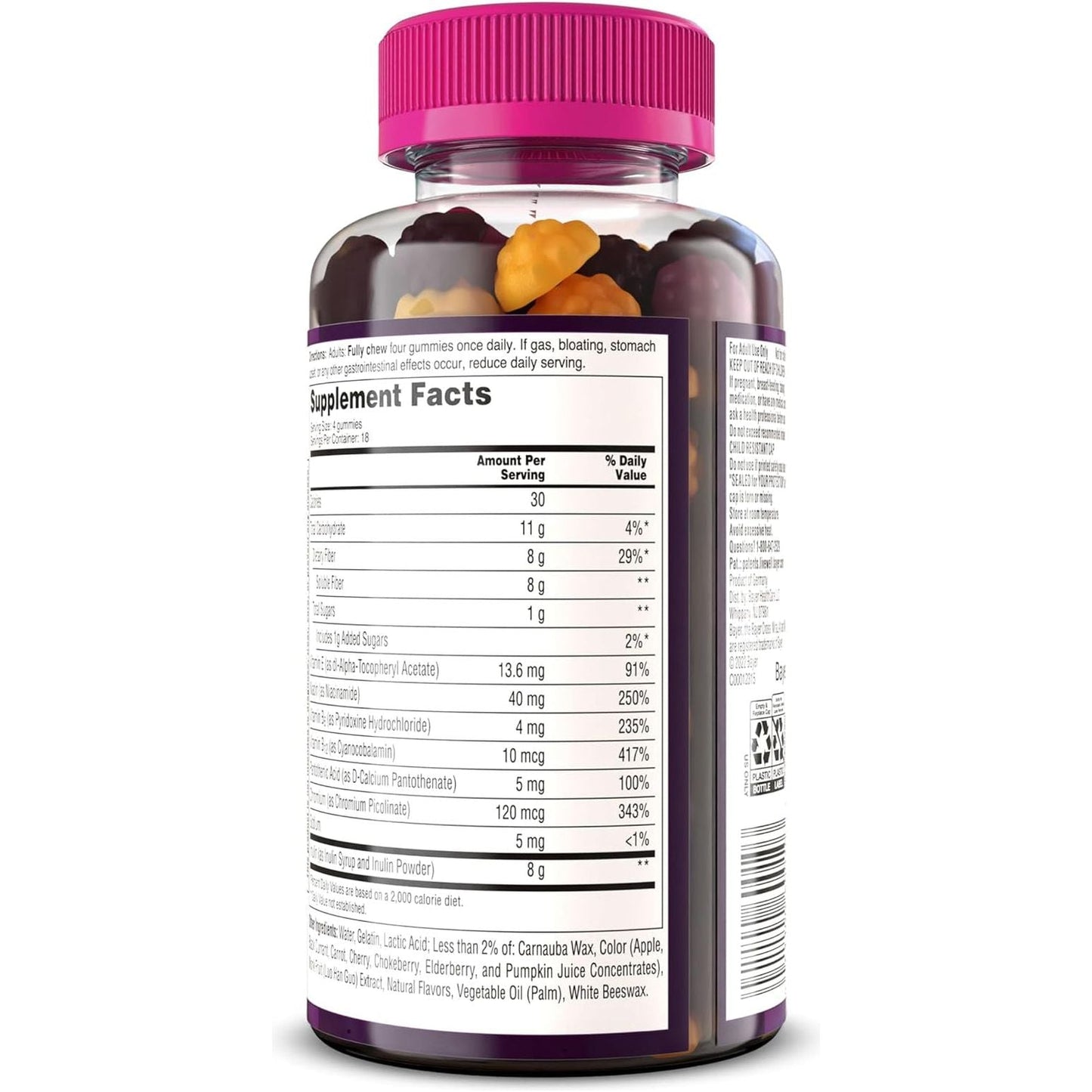 Mirafiber Gummies, from the Gut Experts at Miralax, 8G of Daily Prebiotic Fiber with B Vitamins 72 Count