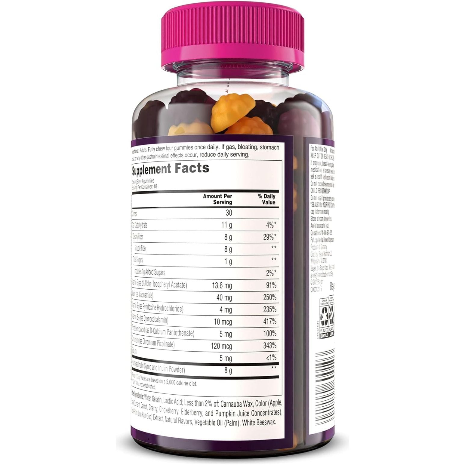 Mirafiber Gummies, from the Gut Experts at Miralax, 8G of Daily Prebiotic Fiber with B Vitamins 72 Count