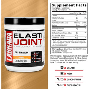 Labrada Nutrition Elastijoint, Orange Flavor,Glucosamine Joint Support Supplement Powder 