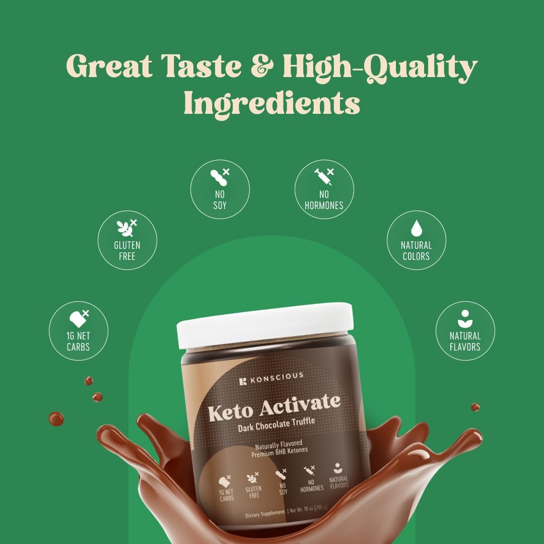 Dark Chocolate Truffle Exogenous Ketones Drink: Pure Keto Shake Powder with Chocolate Ketones
