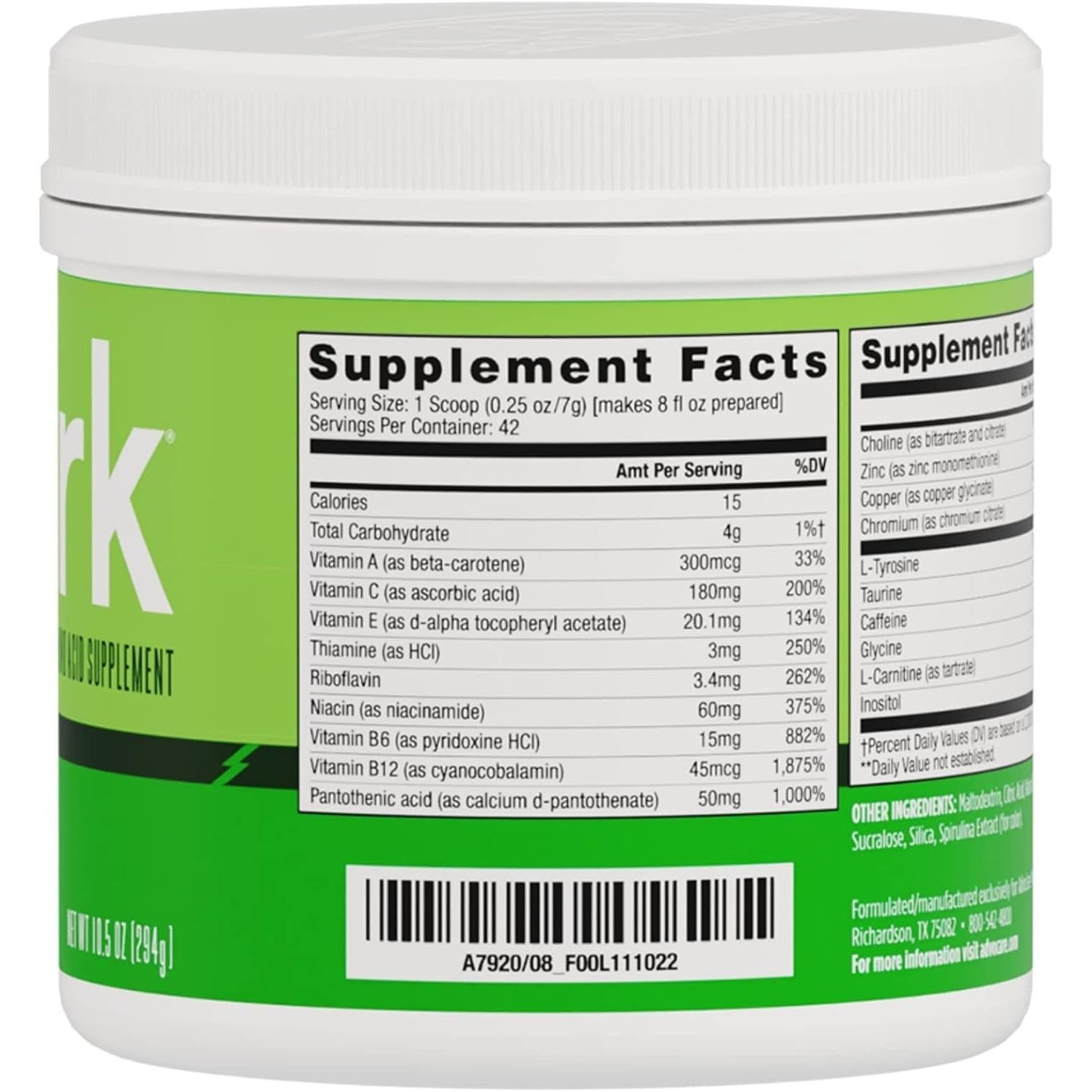 Advocare Spark Vitamin & Amino Acid Supplement - Focus & Energy Drink Powder Mix 10.5 Oz