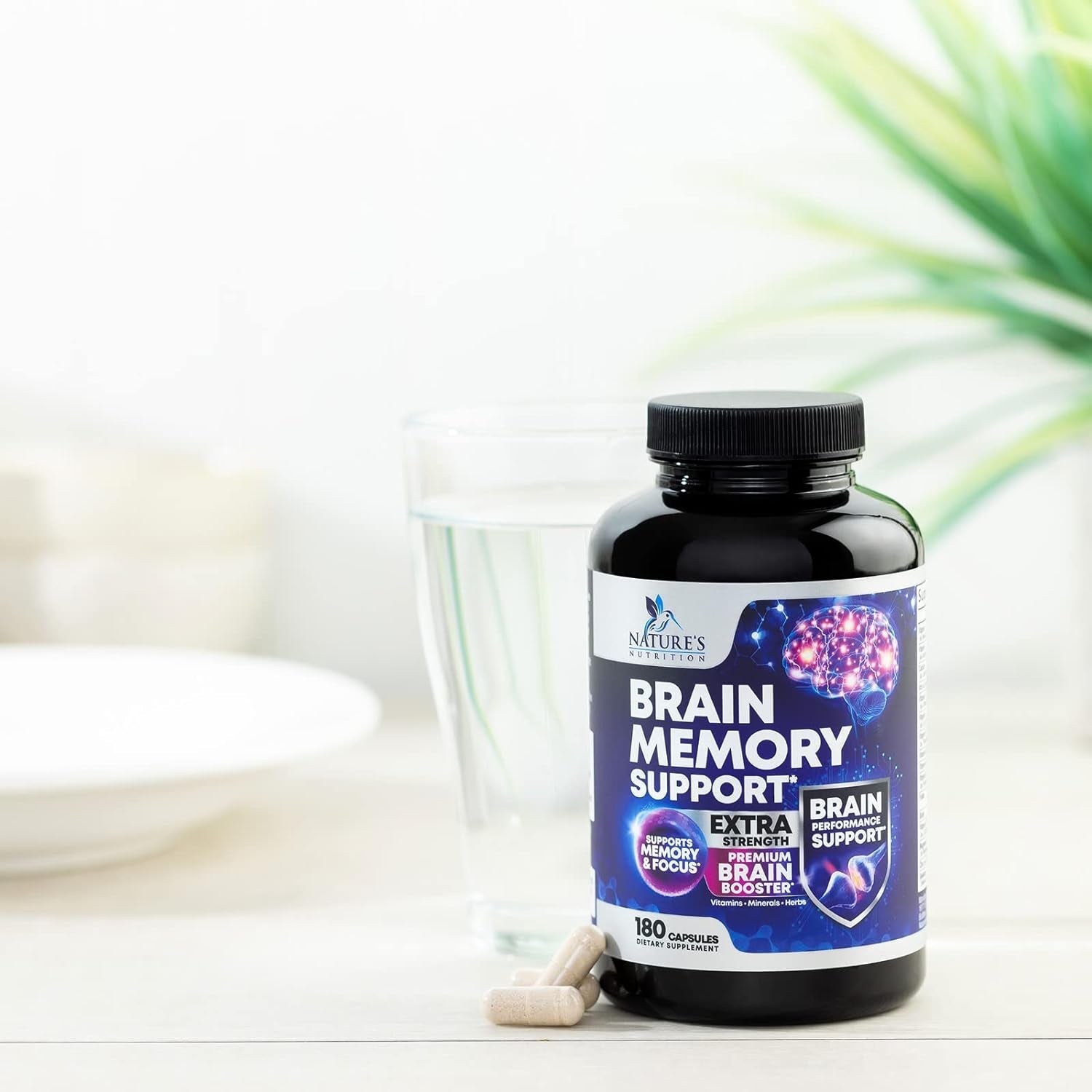 Brain Supplements for Memory and Focus - 40 Nootropics & Vitamins to Support Mental Alertness, Clarity & Concentration 180 Capsules