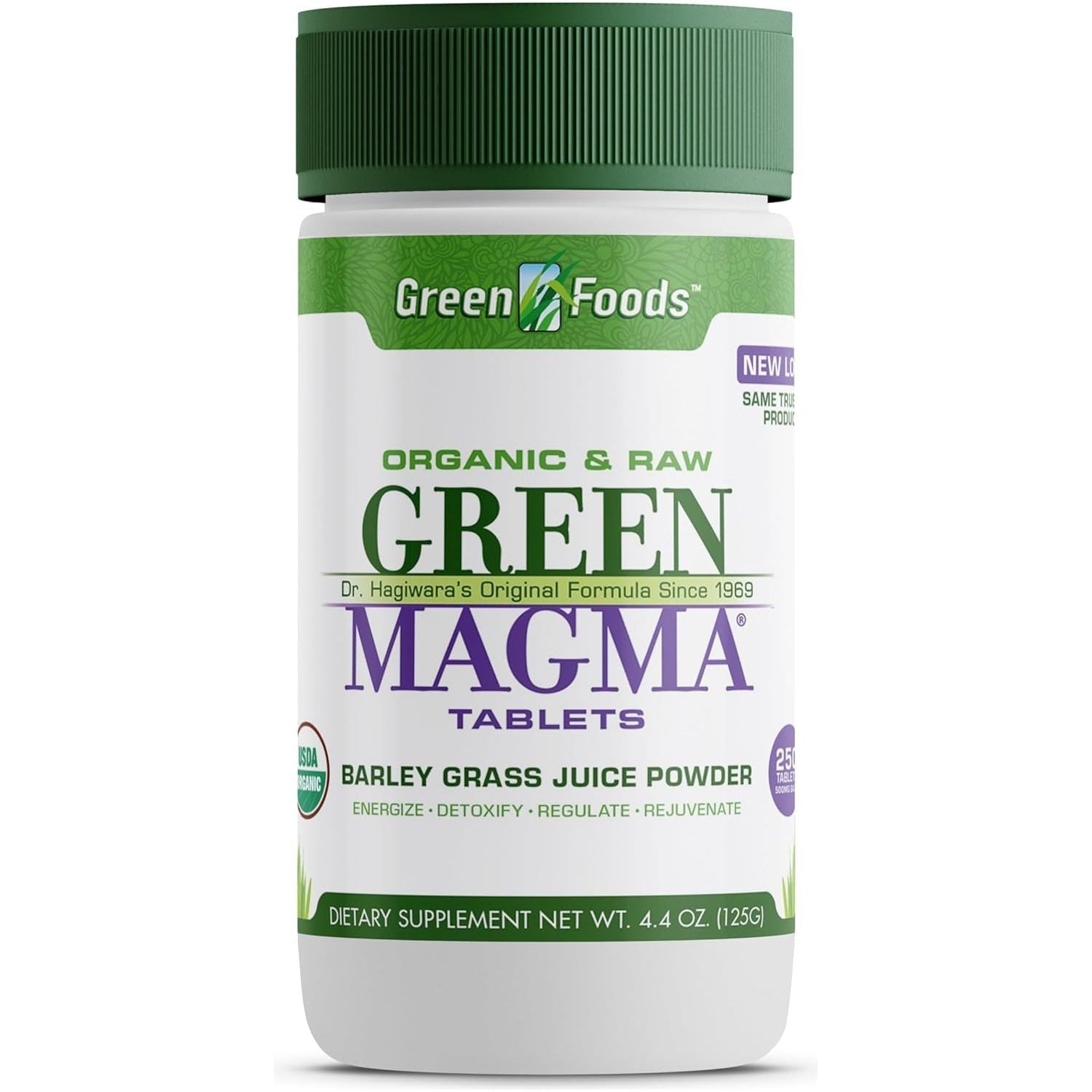 Green Foods Original Green Magma Barley Grass Nutritional Supplement, 250 Tablets (500Mg)
