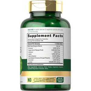 Carlyle Plant Enzymes with Protease, Papain, Lactase and Bromelain | 250 Capsules 