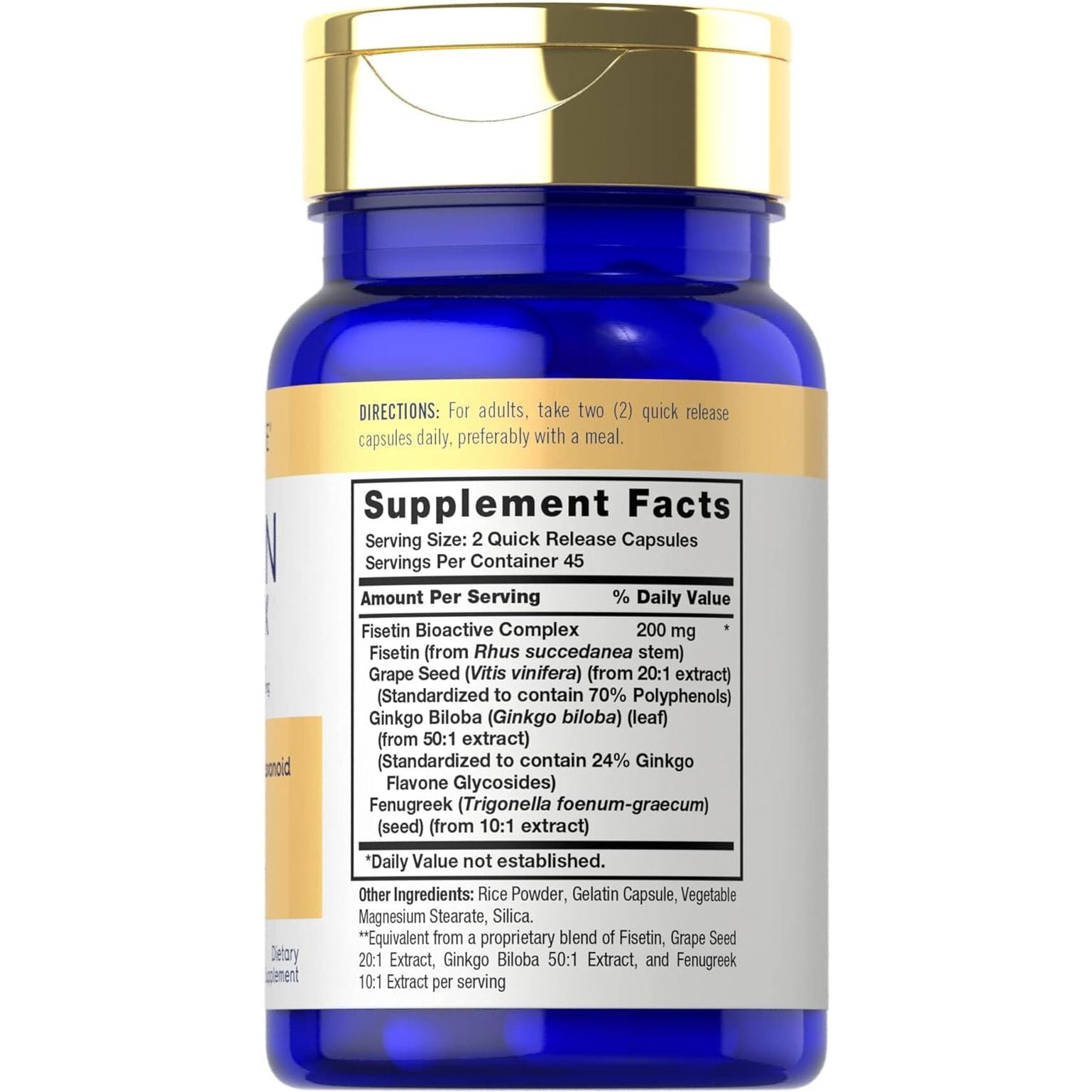 Carlyle Fisetin Complex Supplement | 200Mg | 90 Capsules | Non-Gmo and Gluten Free