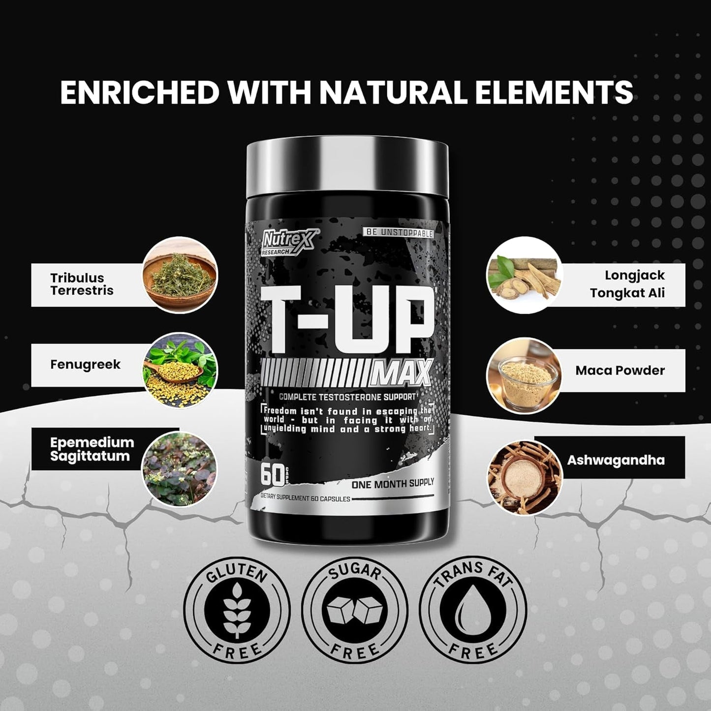 Nutrex Research T-UP Testosterone Booster Supplement for Men - Increase Levels, Boost Strength & Recovery - 60 Capsules