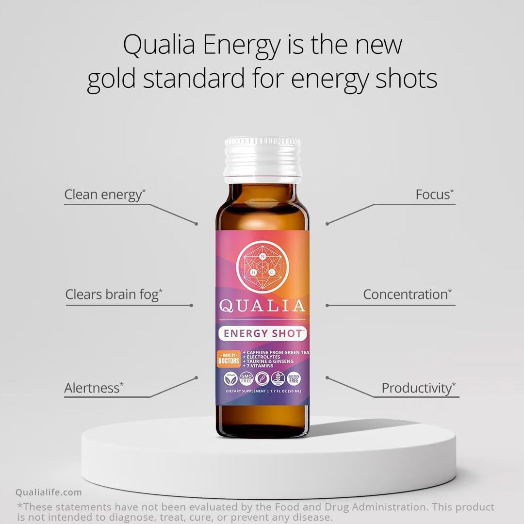 Qualia Energy Shot: Naturopathic Doctor-Formulated W/Ginseng, Lutein, Taurine, B. Vitamin Complex, Magnesium 10 Shots