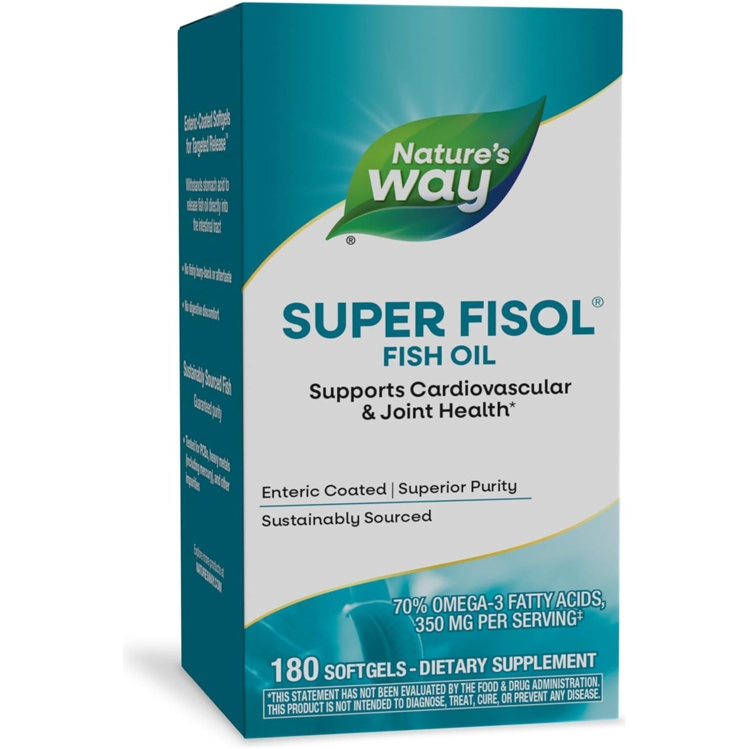 Nature'S Way Super Fisol Fish Oil (Omega 3), Supports Cardiovascular and Joint Health 180 Softgels