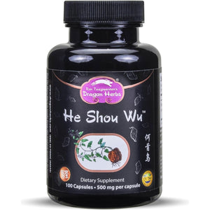 Dragon Herbs He Shou Wu to Support Energy, Mood, Immune Support, Healthy Aging, Hair (100 Capsules, 500 Mg)
