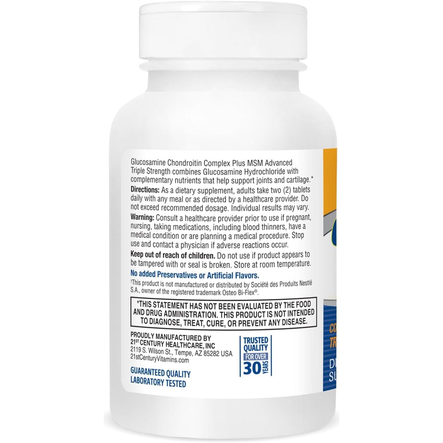 21St Century Glucosamine and Chondroitin, Advanced 3X Tablets, 80 Count