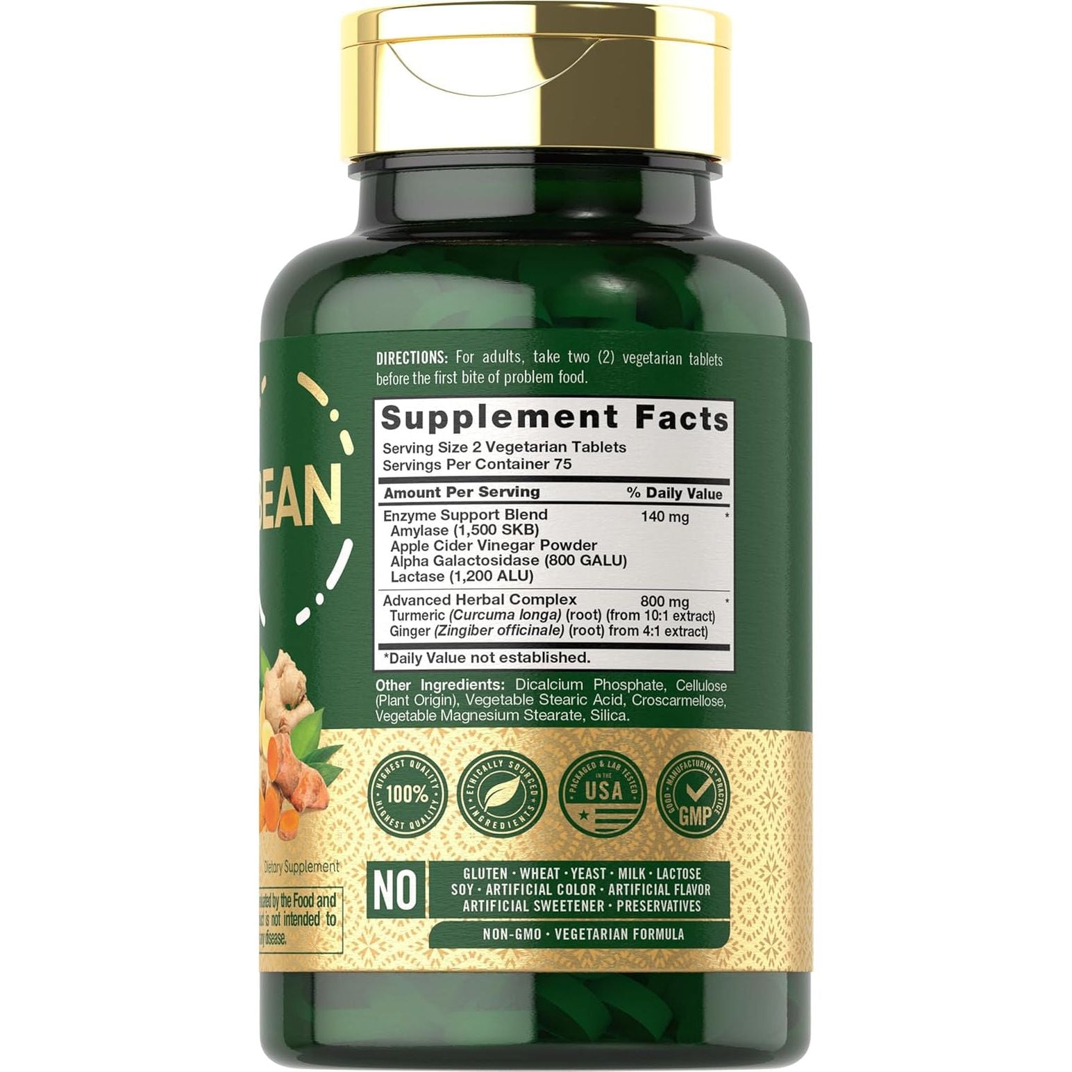 Carlyle Opti-Bean | Digestive Support | Gas, Bloating & Discomfort Enzyme Blend 150 Tablets