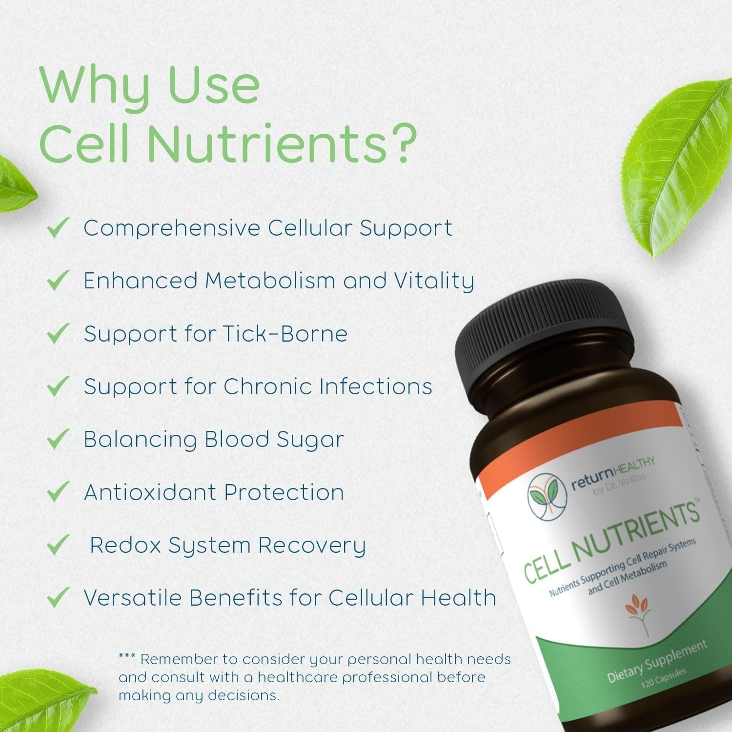 Cell Nutrients | Promotes Cell and Membrane Repair & Cell Metabolism 120 Caps